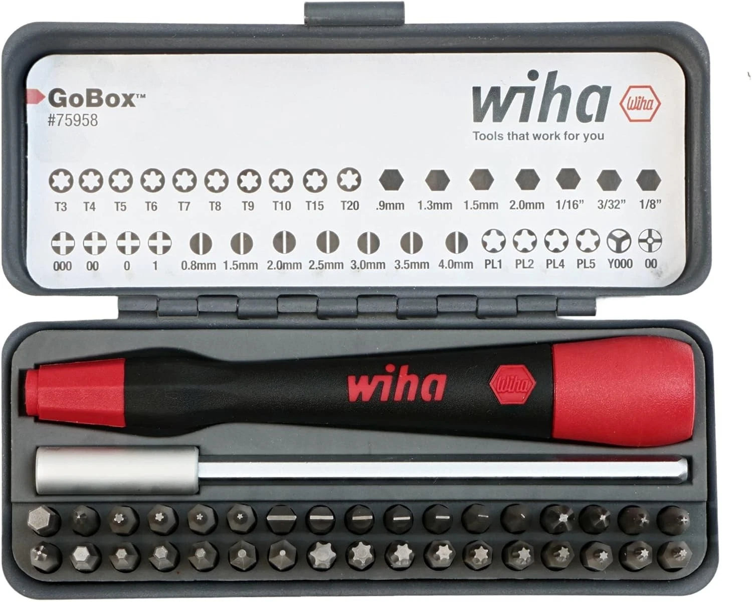 Wiha 75958 Piece GoBox Precision Micro Bit Set One Size, Multi