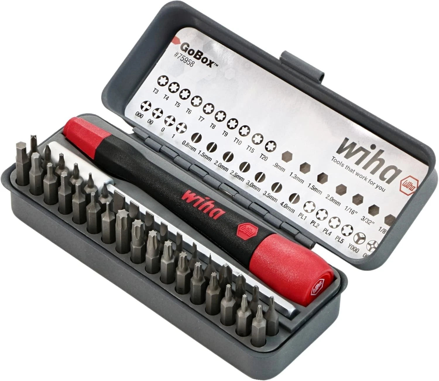 Wiha 75958 Piece GoBox Precision Micro Bit Set One Size, Multi