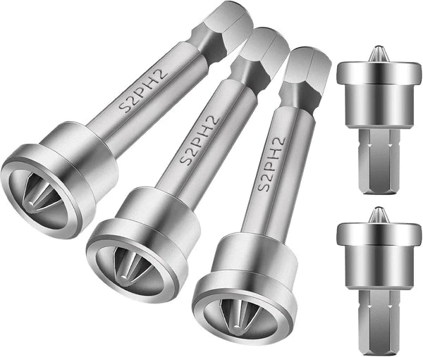 5 Pcs Magnetic Positioning Screwdriver Bits Set Anti-Slip One Size, Silver