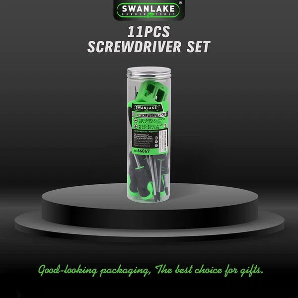 SWANLAKE 11PCS Screwdriver Set, Magnetic 5 Phillips and 5 Flat Head Tips for Fas