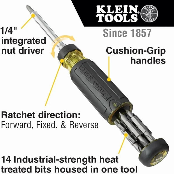 Versatile 15-in-1 Multi-Bit Ratcheting Screwdriver with On-board Storage
