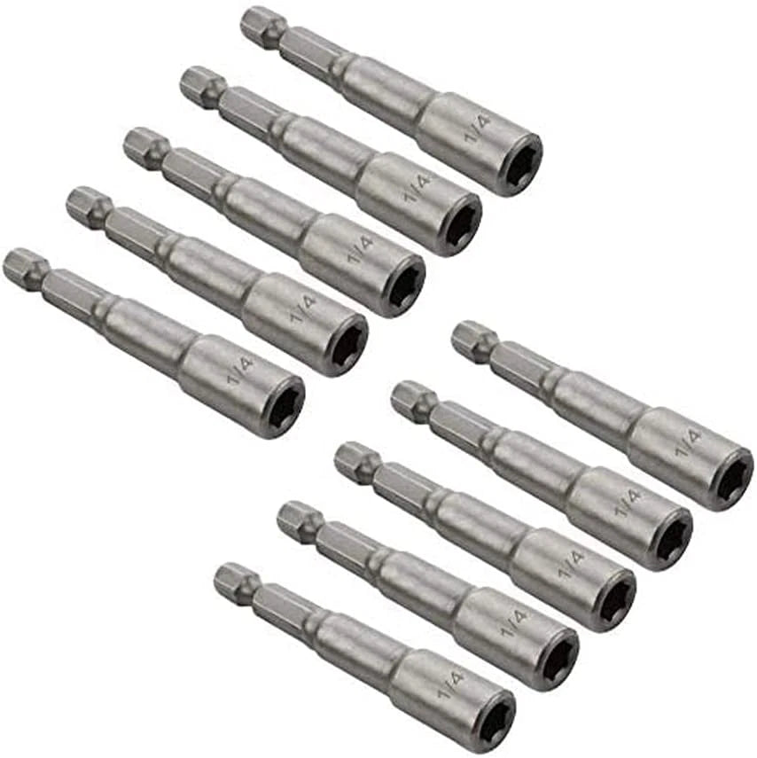 10Pcs 1/4'' Hex Shank Magnetic Power Nut Driver Bit Sets Quick Change Socket Nut