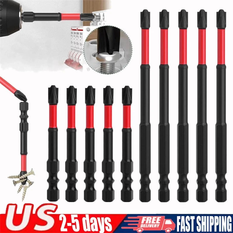 5PC FPH2 Impact Screwdriver Bit Set-S2 Steel 65mm & 110mm Slotted Heads 2025 NEW