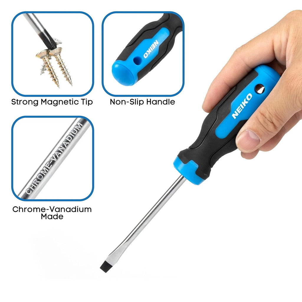 01378A Magnetic Screwdriver Set | 10 Piece | Phillips & Flathead | Heat Treat...