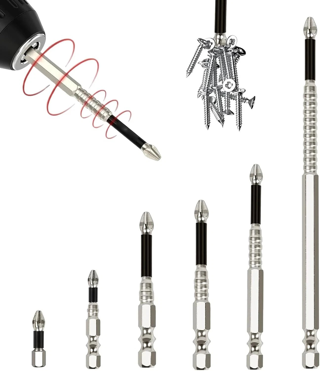 6x High Magnetic Screwdriver Drill Bit Set Durability Screwdriver Drill Bit Set