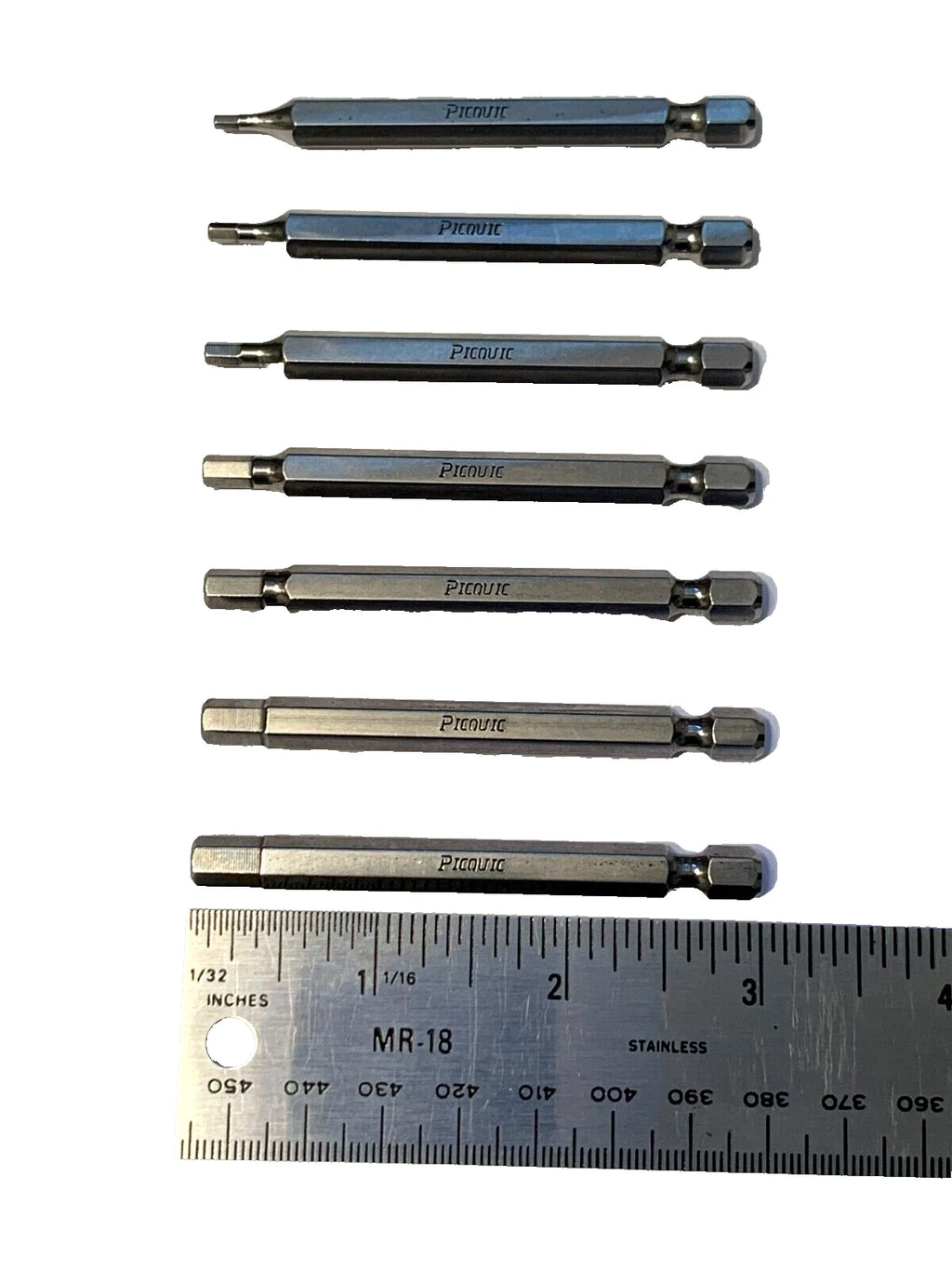 PICQUIC - MM Hex Bits - 7 Bits  1/4"- 3" long for the MM HEX CALIBRE Screwdriver