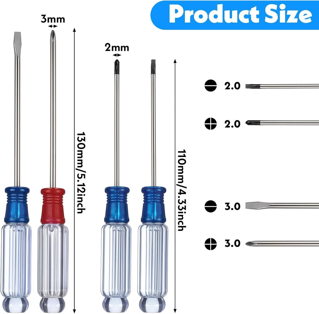 4PCS Small Screwdriver Tool Flat Head and Phillips, Small Screwdriver Set