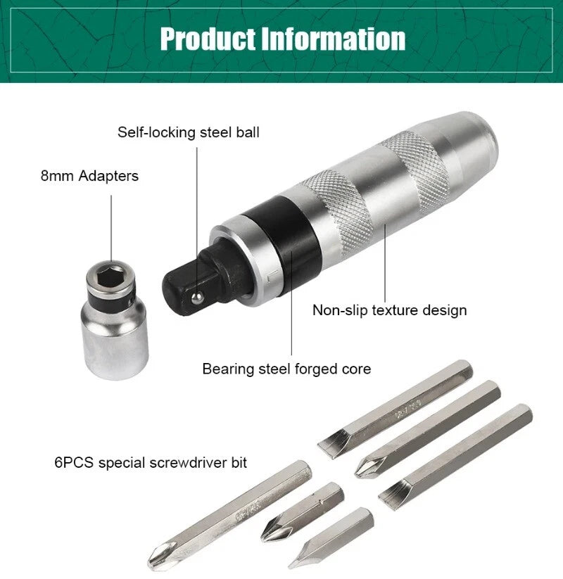 7PCS Impact Screwdriver Set Portable Heavy Duty Shock Screw Driver Chisel