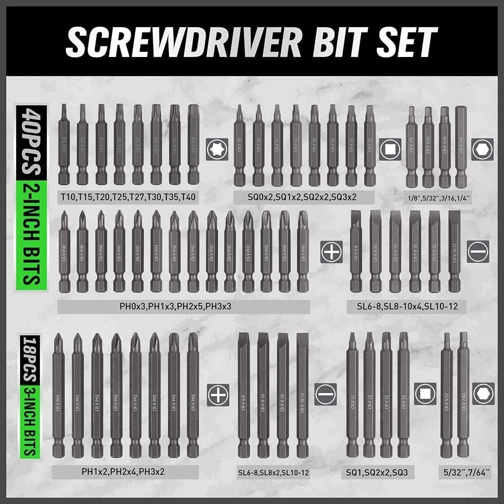 Professional Quality Chrome Vanadium Screwdriver Set - 232 Pieces for Every Task