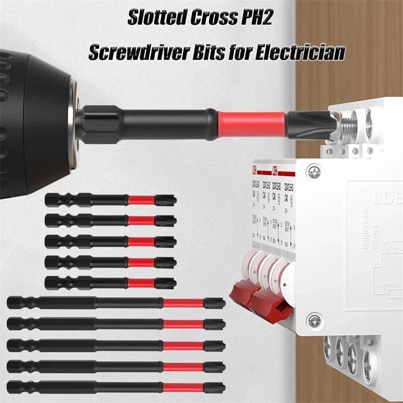 5PCS FPH2 Impact Screwdriver Bit Set-S2 Steel 65mm &110mm Slotted Heads 2025 NEW