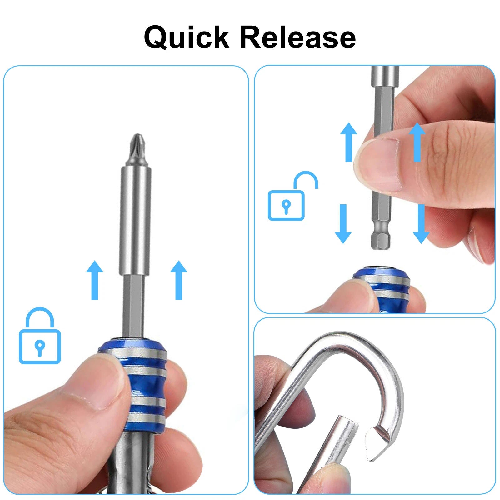 10/5x 1/4" Hex Shank Quick Release Keychain Screwdriver Drill Bit Holder Bit Set