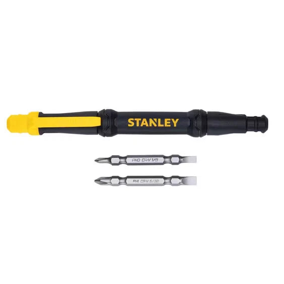 4-Way Pen Combination Screwdriver – Compact Pocket Tool w/ 2 Bits