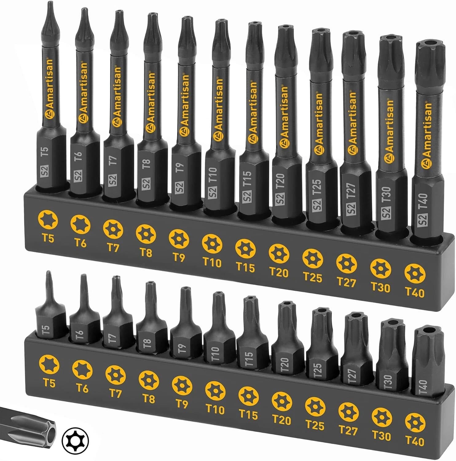 Juego De Puntas Torx, 24 Piezas Juego De Puntas De Estrella De Seguridad Y Re