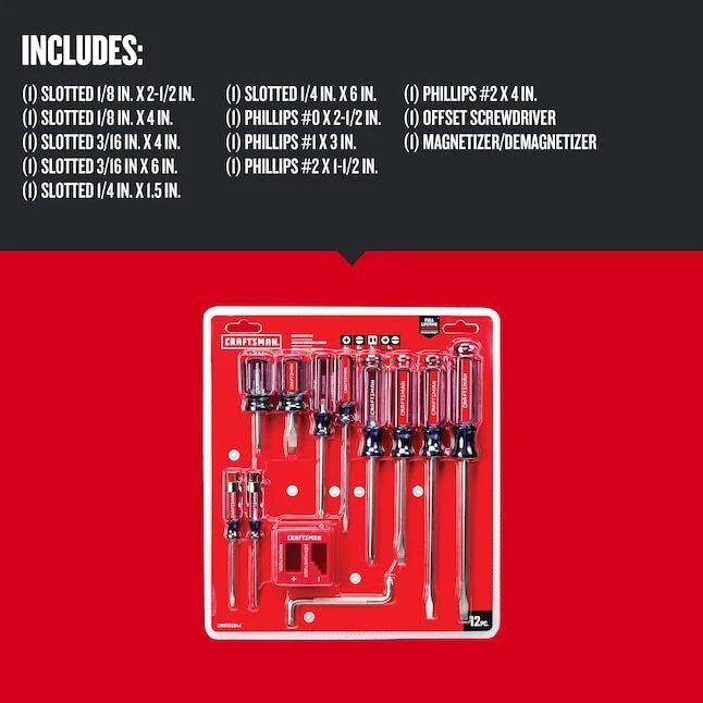 CRAFTSMAN 12 Piece Screwdriver Set durable corrosion resist comfort handle new