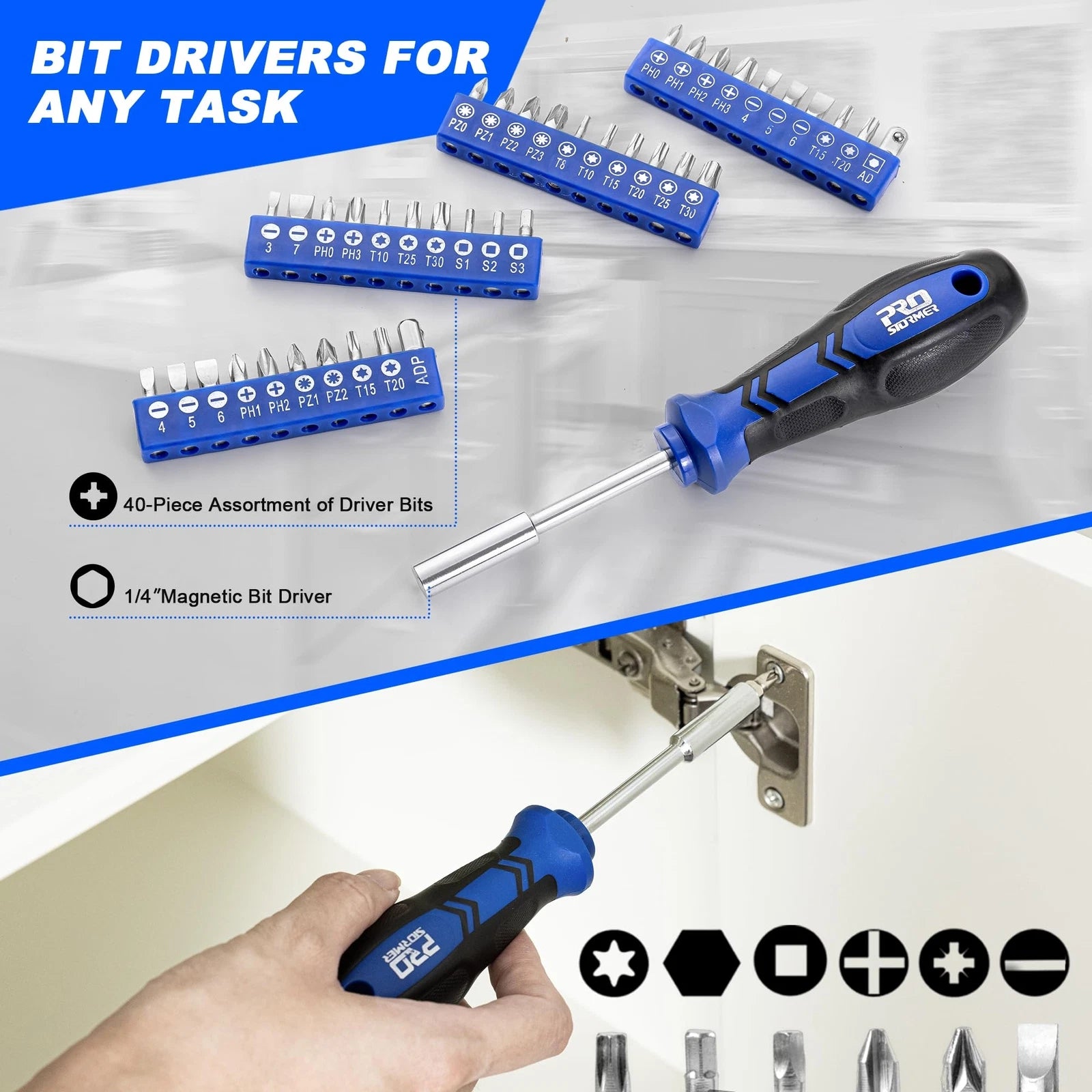 Screwdriver Set, 79-Piece Multi-Purpose Slotted/Phillips Screwdriver Kit
