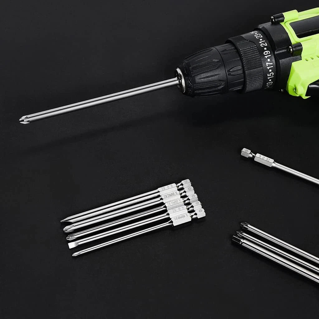 Dandeeler 30 Piece 6 Extra Long Security Bit Set Torx Hex Slotted Phillips Sq...