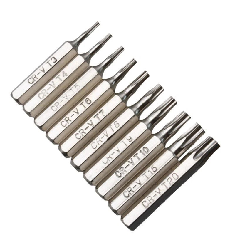 10PCS CR-V Torx Screwdriver Bits Set T3 T4 T5 T6 T7 T8 T9 T10 T15 T20 Mobile Bit