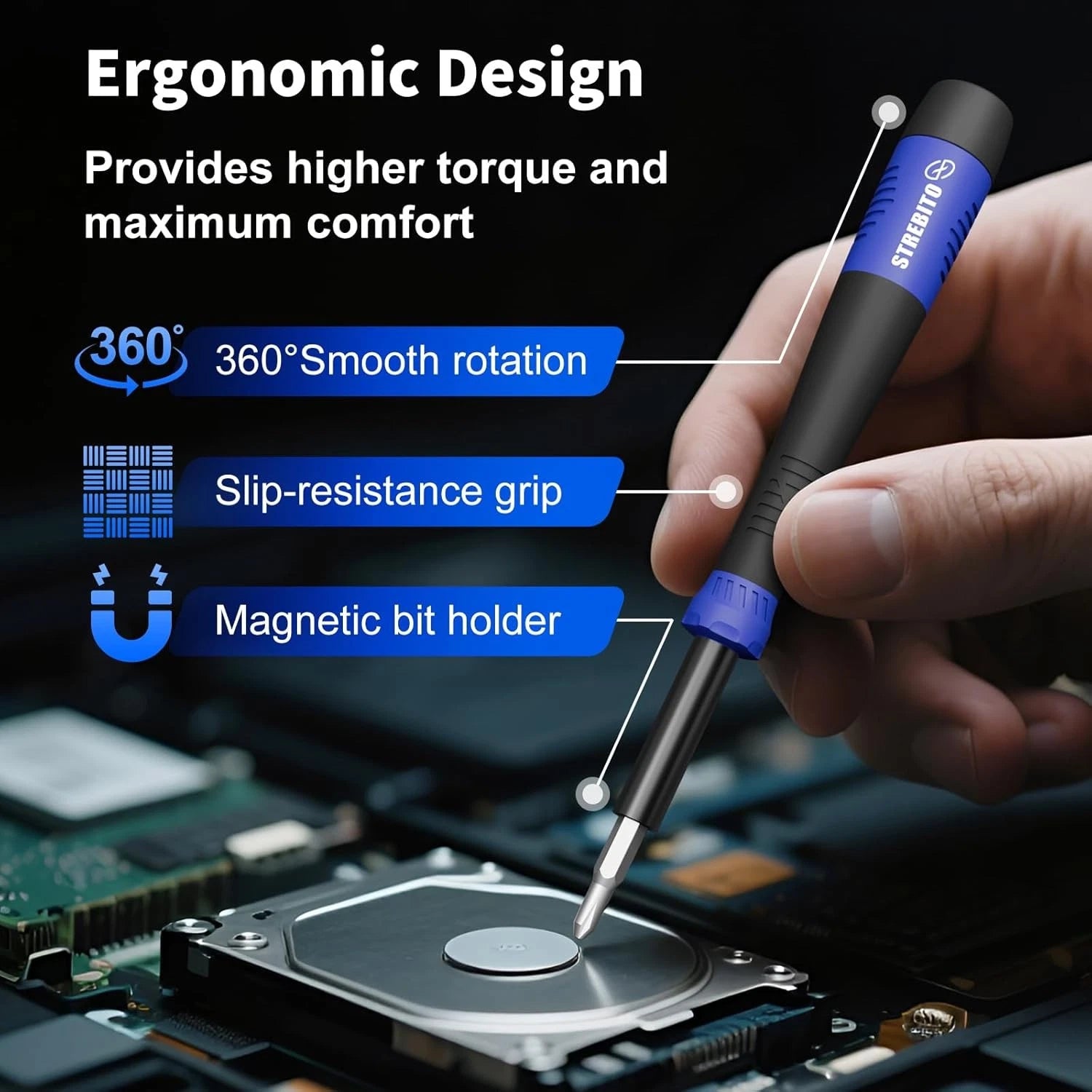 Small Precision Screwdriver Set 64-piece with Torx, Triwing, Pentalobe