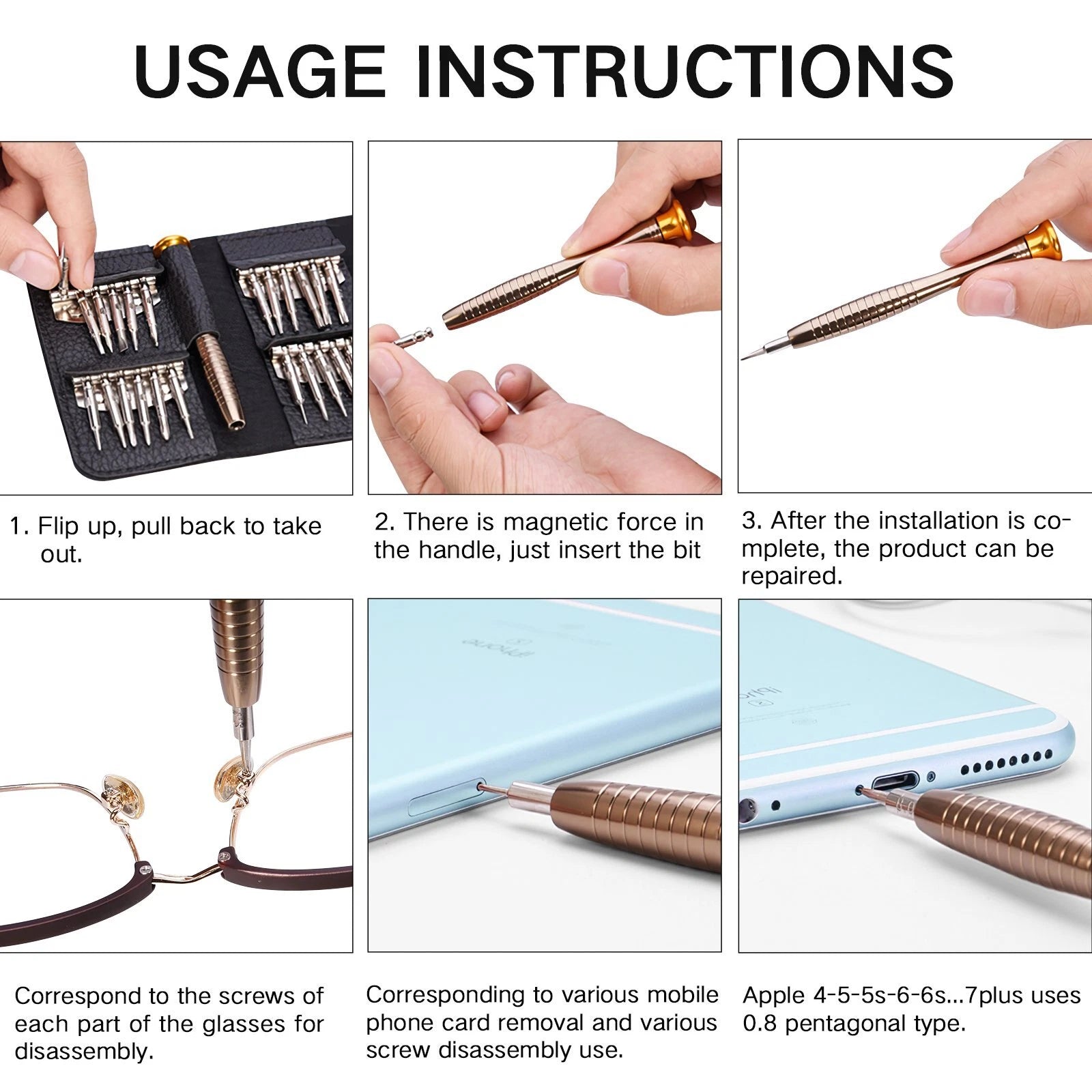 25 in 1 Screwdriver Set Precision Repair Mini Tool Kits with Black Leather Bag