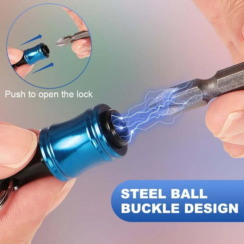 14PCS 1/4" Hex Shank Screwdriver Bit Holder Keychain Extension Bar Quick Release