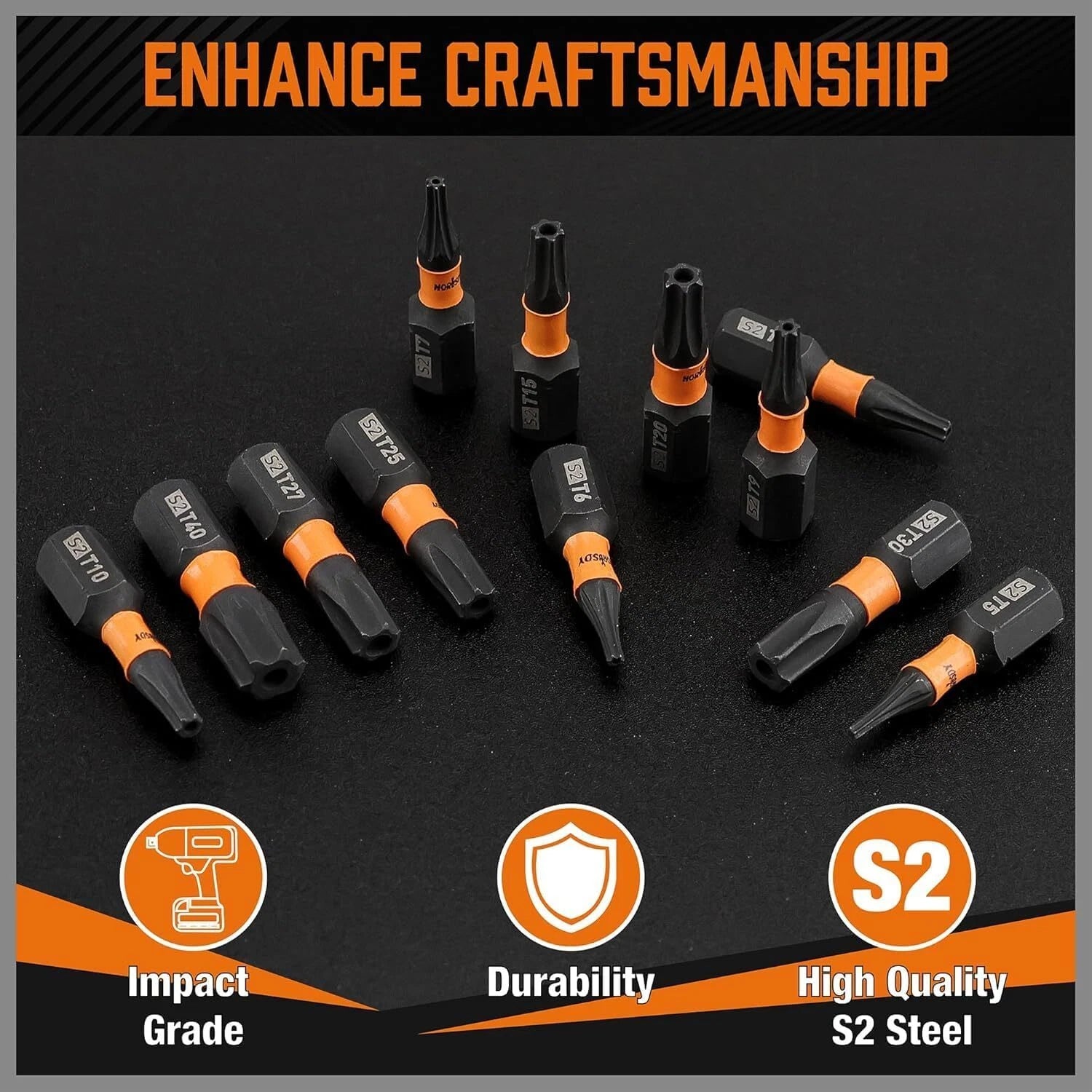 12pc Torx Bit Set Security Tamper Proof T5-T40 Star Bit Set for Impact w Box