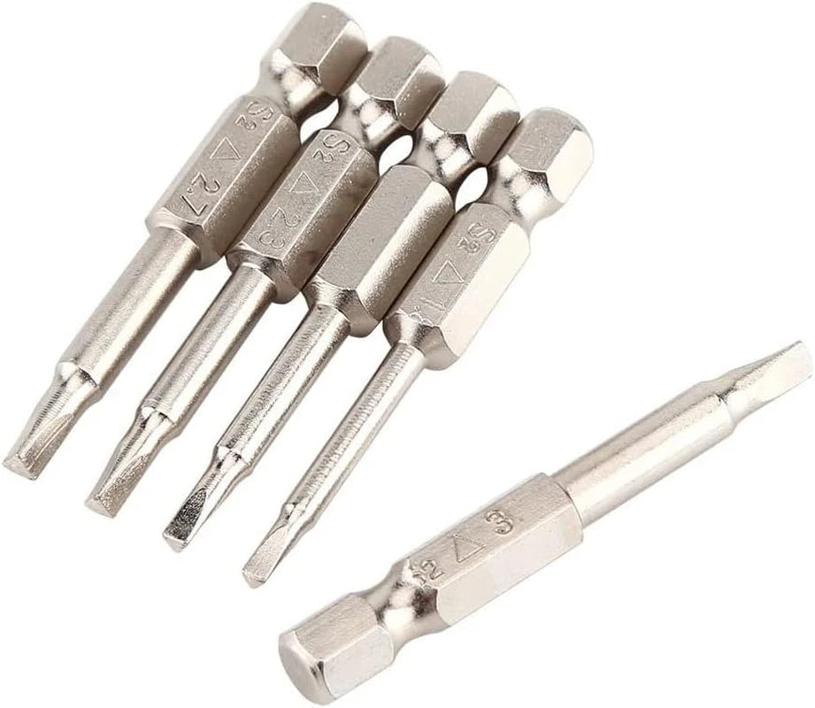 5 Pieces Magnetic Triangle Screwdriver Bits Set, 1/4 Inch Hex 1.8/2.0/2.3/2.7/3.