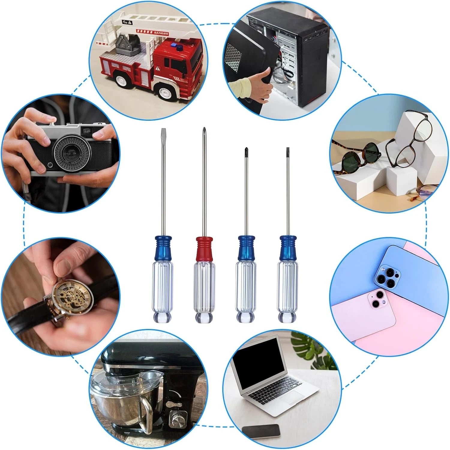 4PCS Small Screwdriver Tool Flat Head and Phillips, Small Screwdriver Set