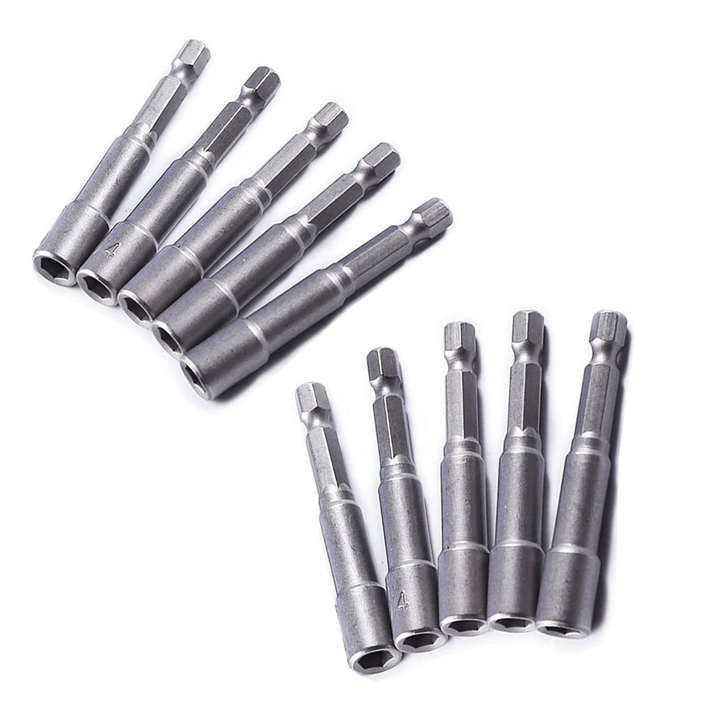10-Piece Magnetic Nut Driver Bit Set, 1/4-Inch Hex Shank, Chrome Vanadium Steel