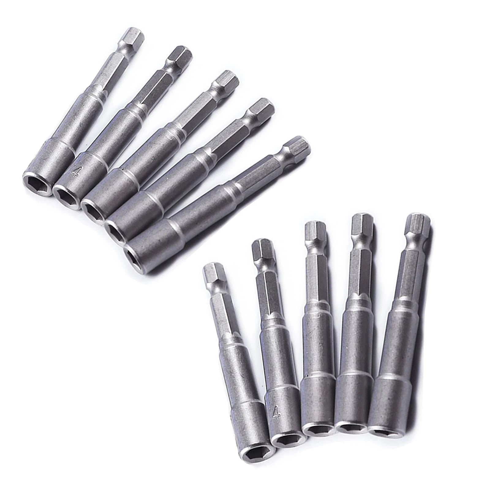10-Piece Magnetic Nut Driver Bit Set, 1/4-Inch Hex Shank, Chrome Vanadium Steel
