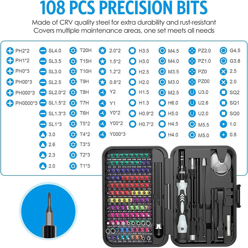 132 In 1 Precision Screwdriver Set Torx Computer PC Phone Watch Repair Tool Kit