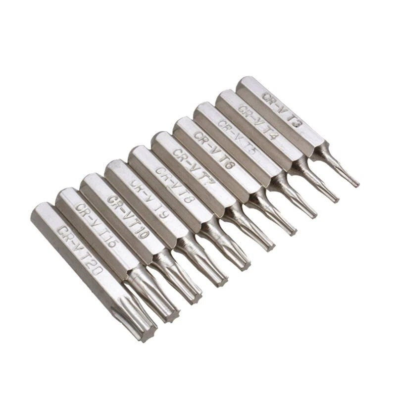 10PCS CR-V Torx Screwdriver Bits Set T3 T4 T5 T6 T7 T8 T9 T10 T15 T20 Mobile Bit