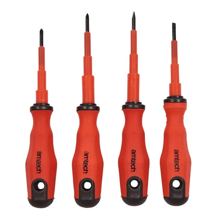 4 pc piece ELECTRICIAN SCREWDRIVER INSULATED SLOTTED PHILIPS DIY TOOLS WORK NEW