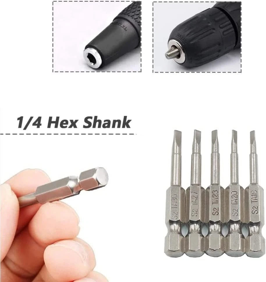 5 Pieces Magnetic Triangle Screwdriver Bits Set, 1/4 Inch Hex 1.8/2.0/2.3/2.7/3.