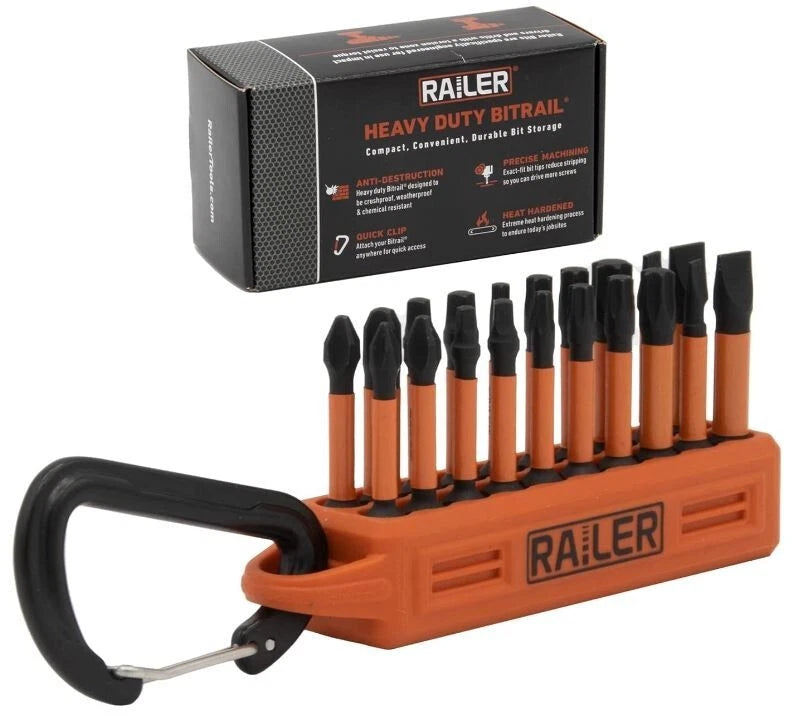 Railer 20pc Impact Driver 2" Bit Set Phillips Robertson Square Torx Flat Bitrail