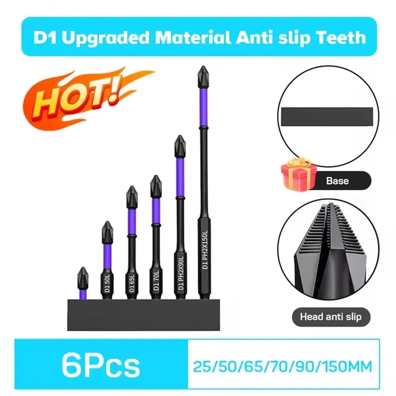 6/12Pcs Magnetic Phillips Bits Non-Slip Hex Shank for Power Tools Driver UK