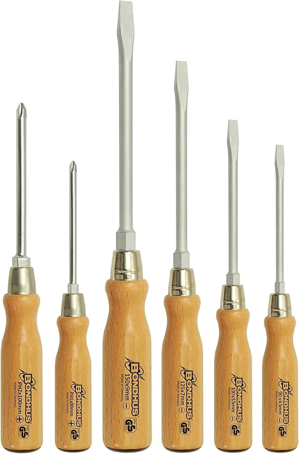 BONDHUS WOOD HANDLE  SCREWDRIVER SET 6 PCS 95705W