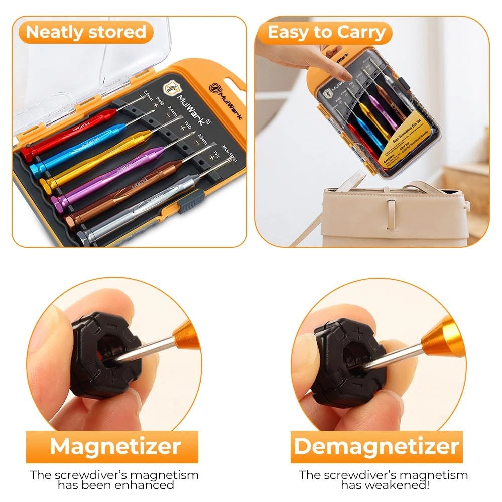 Small Screwdriver Set, 6pcs Magnetic Mini Screwdriver Set, Micro Precision Fl...