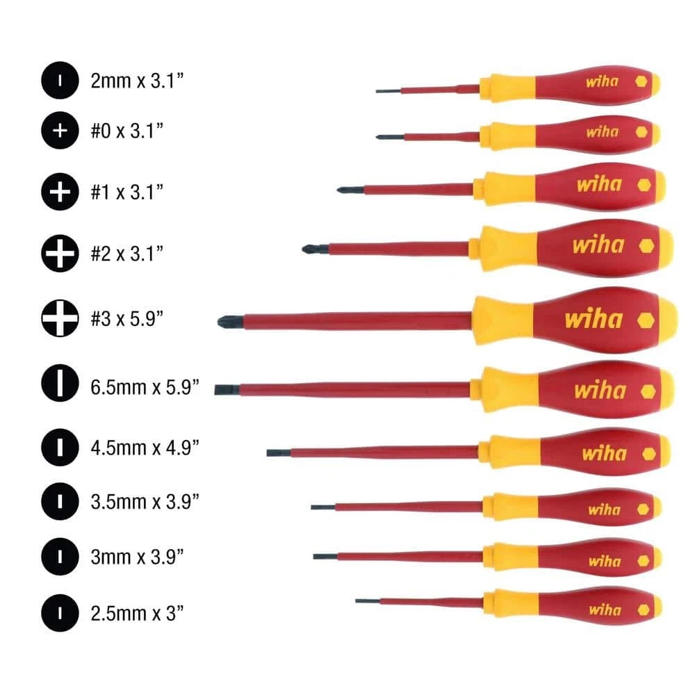 10 Piece Insulated Soft Finish Screwdriver Set,Slotted and Phillips