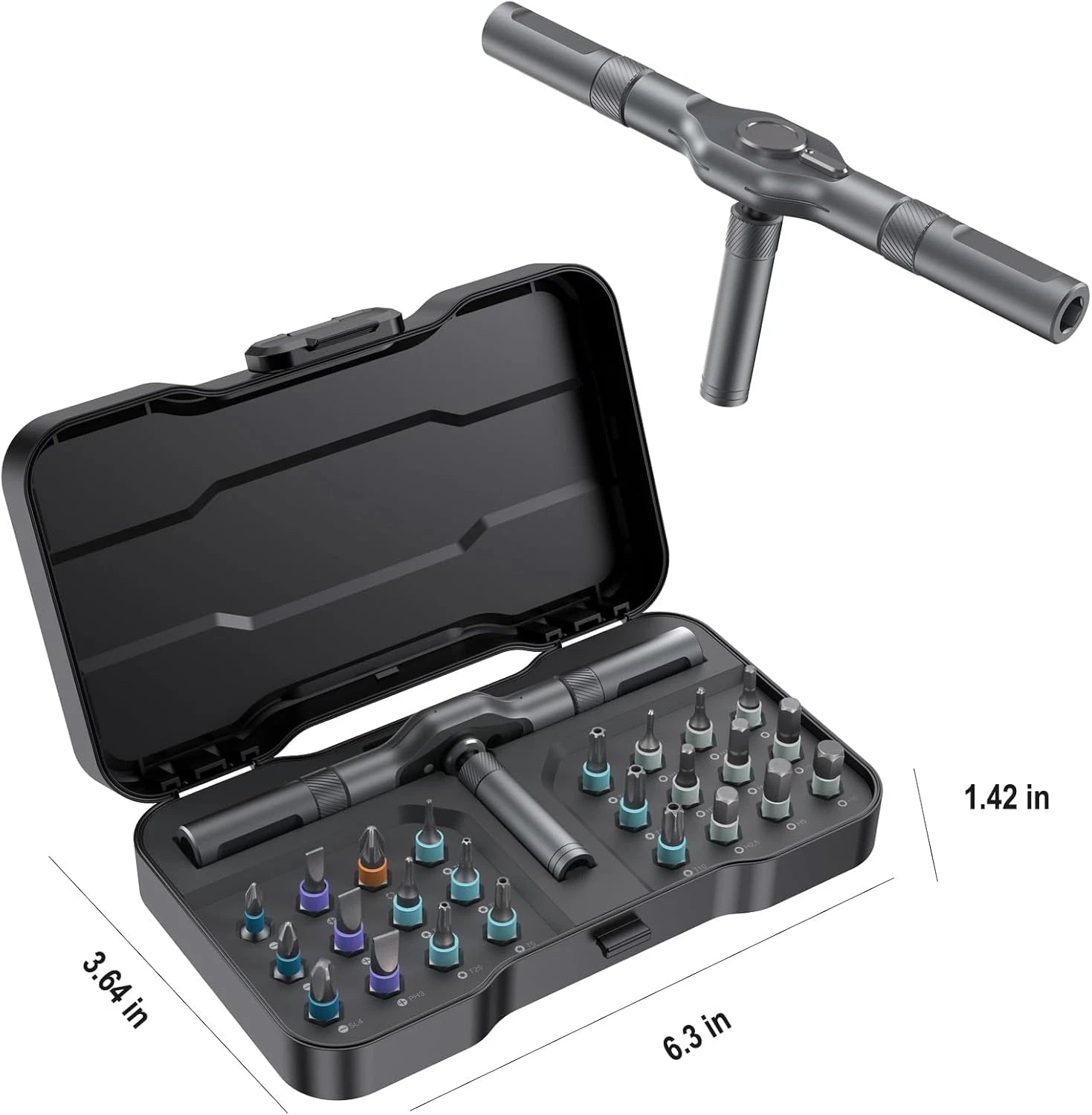 24-In-1 Ratchet Screwdriver Set Magnetic Precision Bits with Detachable Handle