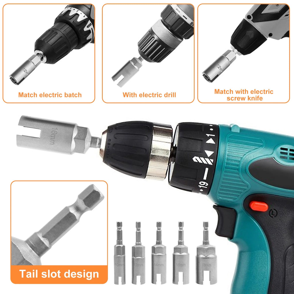 Power Wing Nut Driver Set 1/4" Hex Shank Socket Wrench Extension Screws Eye Tool