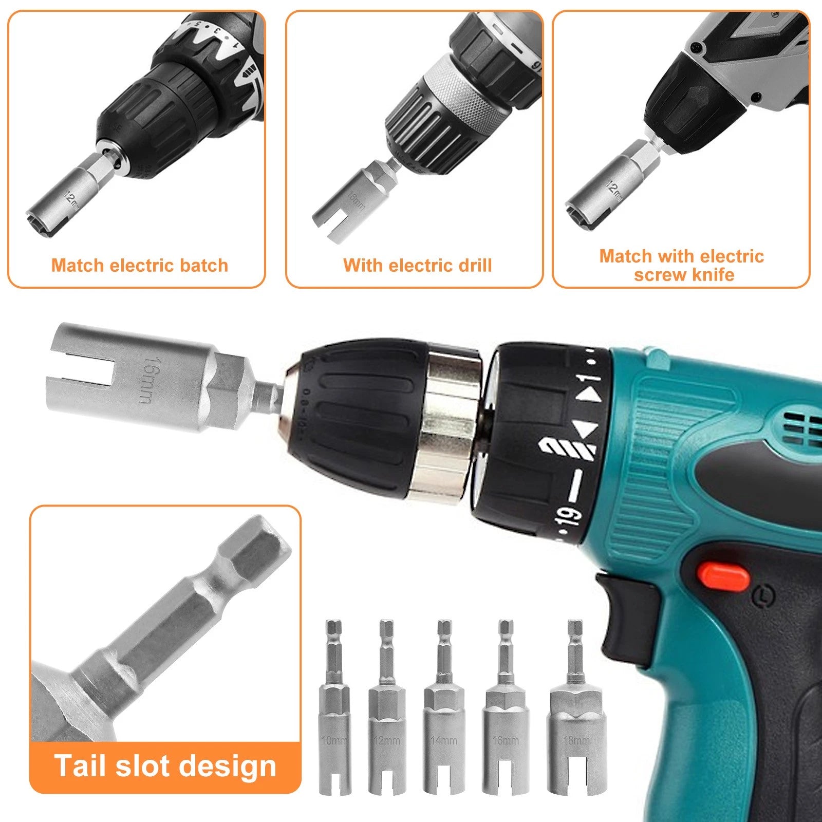 Power Wing Nut Driver Set 1/4" Hex Shank Socket Wrench Extension Screws Eye Tool