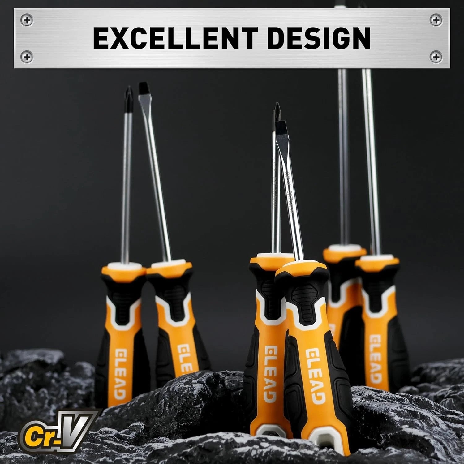 6-Piece Magnetic Screwdrivers Set, 3 Phillips and 3 Slotted Tips Professional