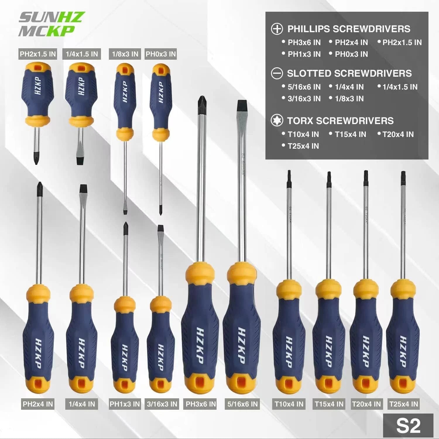 SUNHZMCKP Magnetic Screwdriver Set 66-Piece, S2- Alloy Blue, Yellow