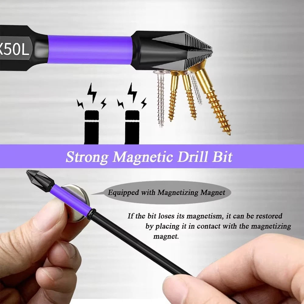 6/12Pcs Magnetic Phillips Bits Non-Slip Hex Shank for Power Tools Driver UK