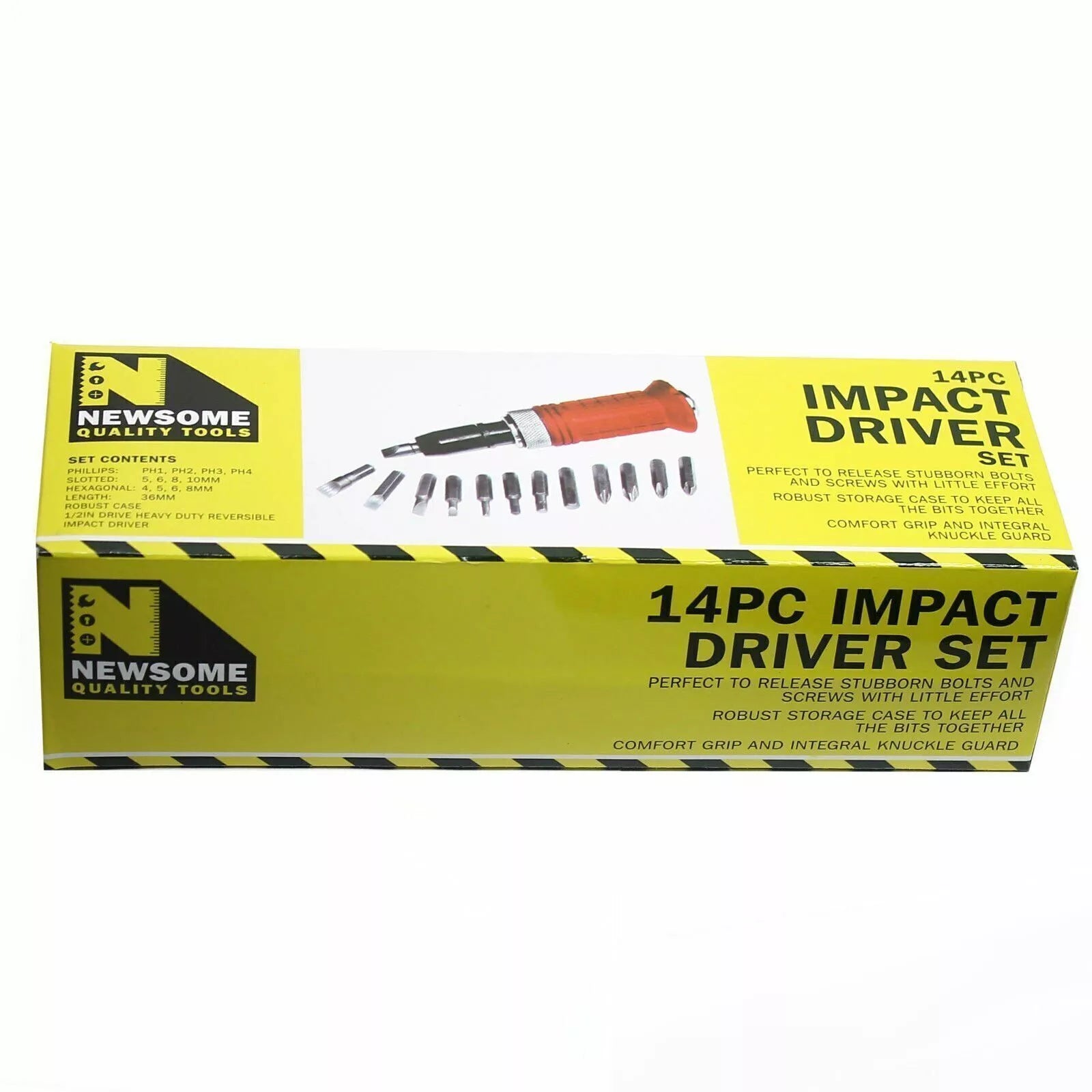 14 Pcs Heavy Duty Impact Driver Bits Screwdriver Set Tool Socket Kit with Case