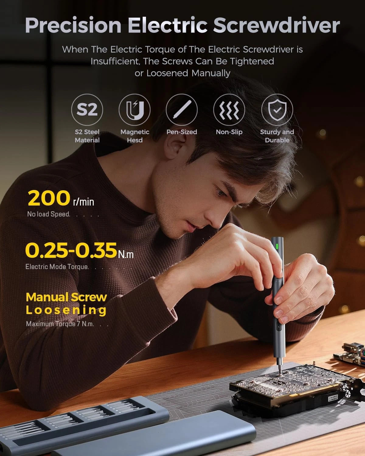 Mini Electric Screwdriver, 62 in 1 Cordless Precision Power Screwdriver Set with