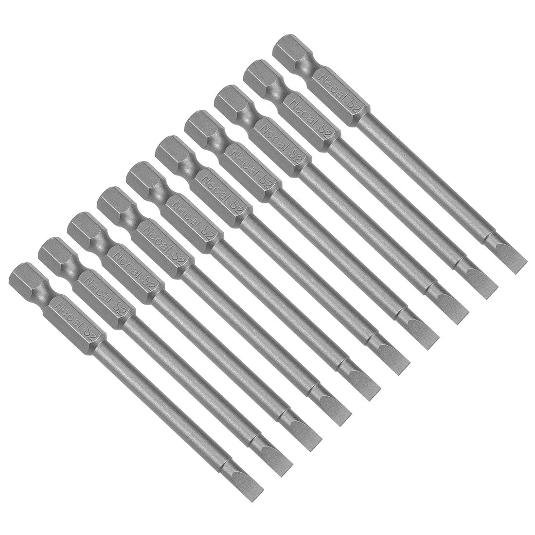 10pcs 4mm Slotted Tip Magnetic Flat Head Screwdriver Bits 1/4" Hex Shank S2