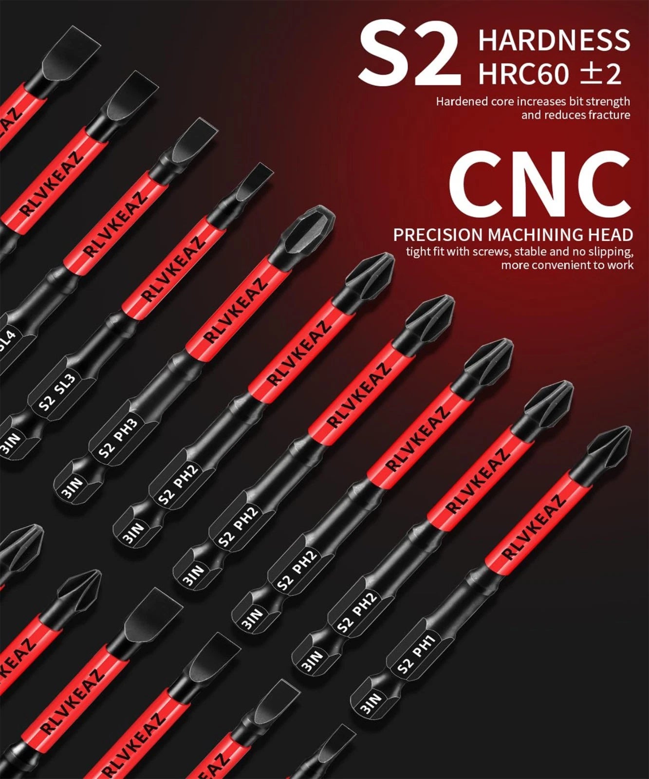 10‑Pc 3" Magnetic Screwdriver Bits Set Phillips & Slotted 1/4" Hex Impact Driver