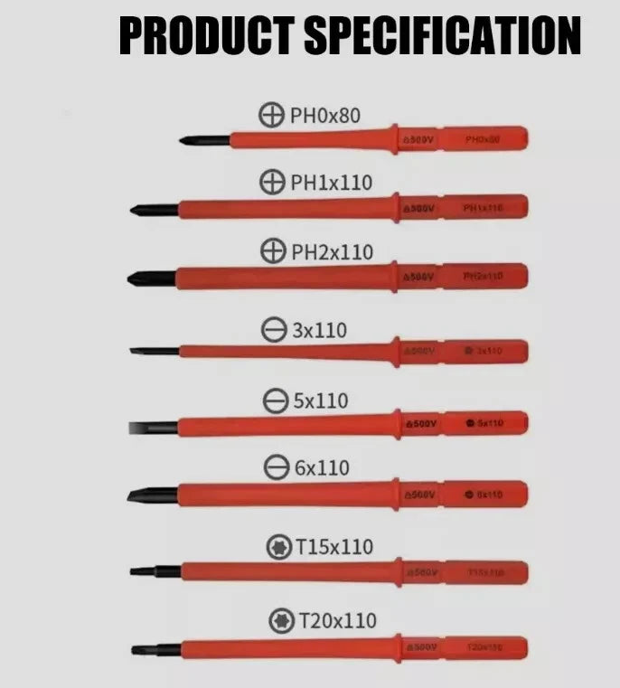 10Pcs VDE Insulated Electrician Interchangeable Head Screwdriver Set & Pouch UK