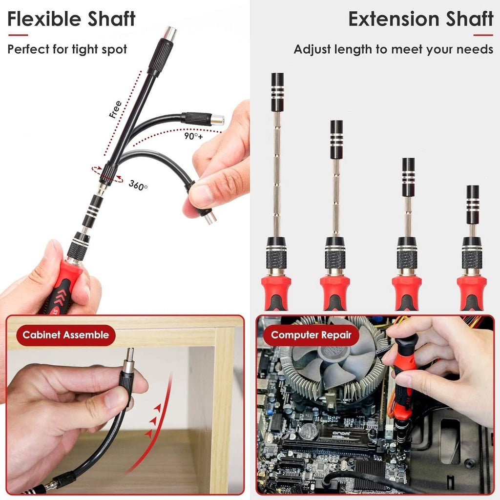 Ergonomic Magnetic Precision Screwdriver Set - 120 Bits for iPhone, Laptops, PS4